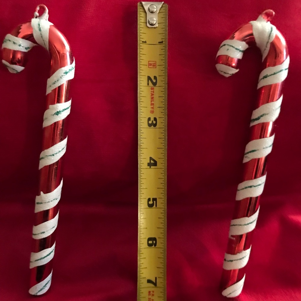 2 Vintage blown glass Candy Canes.